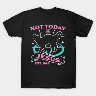 Not Today Jesus - Black Cat Pastel Goth T-Shirt